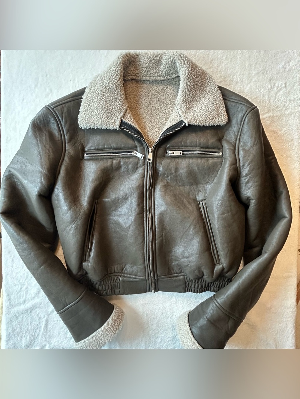 Edgy 90s Faux Leather Bomber Jacket